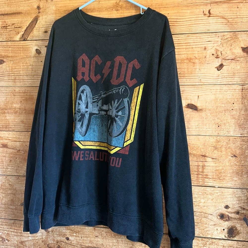 AC/DC Licensed Graphic Fleece Crew Pullover